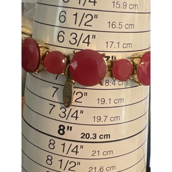 Vintage Natasha Stretch Bracelet Gold Tone Wine Pink Acrylic Rhinestones Estate - Picture 5 of 5
